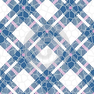 Turquoise blue, red and white color tartan seamless vector pattern. Checkered plaid texture. Geometrical simple square background