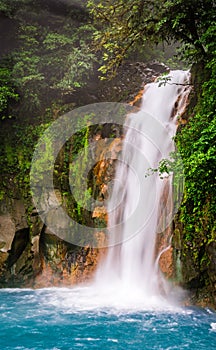 Turquoise blue water of Rio Celeste waterfall