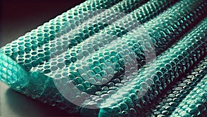 Turquoise Bubble Wrap Texture Under Side Lighting