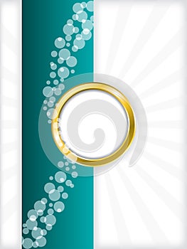 Turquoise bubbled brochure with golden ring