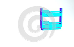 Turquoise Bunk bed icon isolated on white background. Minimalism concept. 3d illustration 3D render
