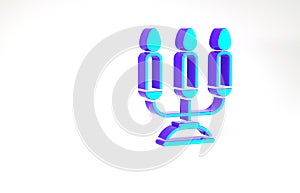 Turquoise Candelabrum with three candlesticks icon isolated on white background. Minimalism concept. 3d illustration 3D