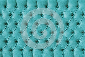 Turquoise capitone velours textile decoration with buttons