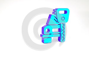 Turquoise Car rental icon isolated on white background. Rent a car sign. Key with car. Concept for automobile repair