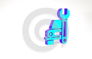 Turquoise Car service icon isolated on white background. Auto mechanic service. Repair service auto mechanic