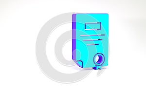 Turquoise Certificate template icon isolated on white background. Achievement, award, degree, grant, diploma. Business