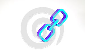 Turquoise Chain link icon isolated on white background. Link single. Hyperlink chain symbol. Minimalism concept. 3d