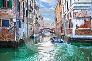 Turquoise channel in Venice architecture view