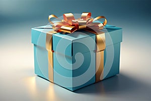 Turquoise Christmas Gift Box with Golden Ribbon