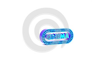 Turquoise Cinema poster design template icon isolated on white background. Movie time concept banner design. Minimalism