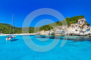 Turquoise coast of Antipaxos island near Corfu