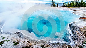 The turquoise colored of the Back Pool in the West Thumb Geyser Basin in Yellowstone National Park
