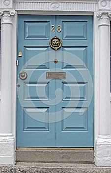 Turquoise colored door in Dublin