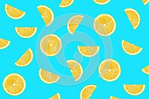 Turquoise colorful pattern of lemon slices