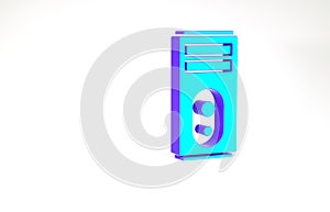 Turquoise Computer icon isolated on white background. PC component sign. Minimalism concept. 3d illustration 3D render