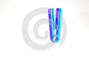 Turquoise Curling iron for hair icon isolated on white background. Hair straightener icon. Minimalism concept. 3d