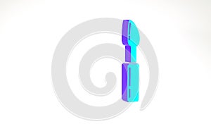 Turquoise Cutter tool icon isolated on white background. Sewing knife with blade. Minimalism concept. 3d illustration 3D