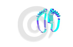 Turquoise Dead body with an identity tag attached in the feet in a morgue of a hospital icon isolated on white