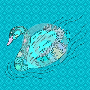 Turquoise decorative swan.