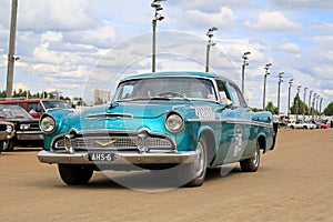 Turquoise Desoto Firedome Classic Car on a Show