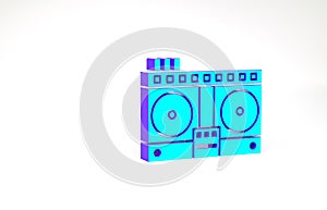 Turquoise DJ remote for playing and mixing music icon isolated on white background. DJ mixer complete with vinyl player