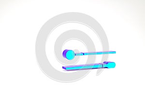 Turquoise Drum sticks icon isolated on white background. Musical instrument. Minimalism concept. 3d illustration 3D