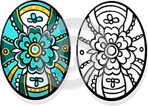Turquoise easter egg - coloring book
