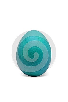 Turquoise easter egg isolated on white background