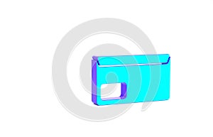 Turquoise Envelope icon isolated on white background. Email message letter symbol. Minimalism concept. 3d illustration