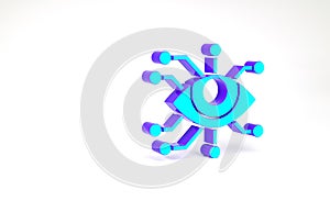 Turquoise Eye scan icon isolated on white background. Scanning eye. Security check symbol. Cyber eye sign. Minimalism