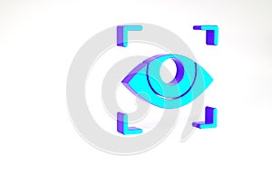 Turquoise Eye scan icon isolated on white background. Scanning eye. Security check symbol. Cyber eye sign. Minimalism