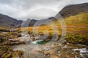 Turquoise Fairy Pools in Isle of Skye,Scotland