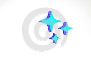 Turquoise Falling star icon isolated on white background. Shooting star with star trail. Meteoroid, meteorite, comet