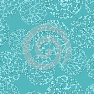 Turquoise floral texture, vector repeat pattern