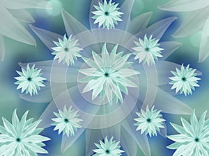 Turquoise flowers on blurred turquoise-blue background. floral background. floral composition. colored wallpaper for design.