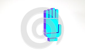 Turquoise Garden gloves icon isolated on white background. Rubber gauntlets sign. Farming hand protection, gloves safety