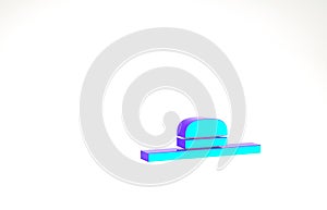 Turquoise Gardener, farmer or agricultural worker hat icon isolated on white background. Minimalism concept. 3d