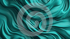 Turquoise, green silk background, beautiful ripply texture, textile. Generative AI