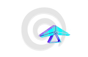 Turquoise Hang glider icon isolated on white background. Extreme sport. Minimalism concept. 3d illustration 3D render