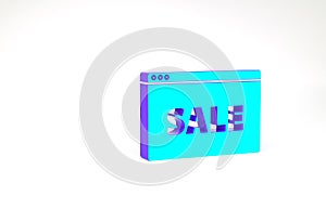 Turquoise Hanging sign with text Online Sale icon isolated on white background. Signboard with text Sale. Minimalism
