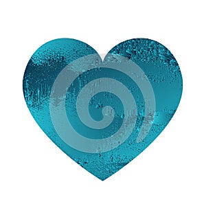 Turquoise heart with gradient and abstract texture isotated on white background. Element for greeting card, Valentine`s Day,