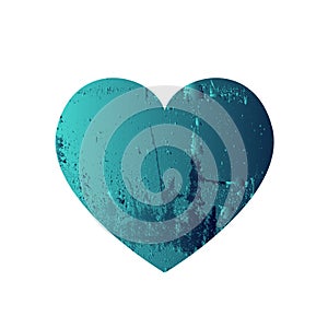 Turquoise heart with gradient and abstract texture isotated on white background. Element for greeting card, Valentine`s Day,