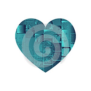 Turquoise heart with gradient and abstract texture isotated on white background. Element for greeting card, Valentine`s Day,