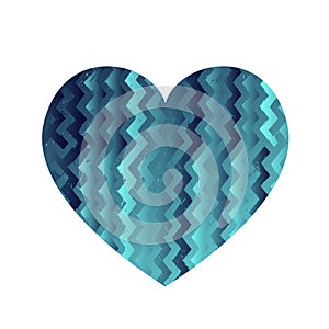 Turquoise heart with gradient and abstract texture isotated on white background. Element for greeting card, Valentine`s Day,