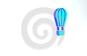 Turquoise Hot air balloon icon isolated on white background. Air transport for travel. Minimalism concept. 3d