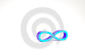 Turquoise Infinity icon isolated on white background. Minimalism concept. 3d illustration 3D render