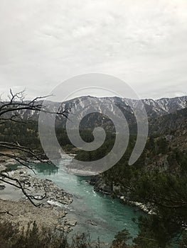 Turquoise Katun in the area of the Chemal hydroelectric station