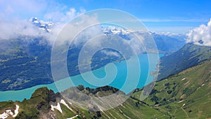 Turquoise Lake Brienz seen from Mount Brienzer Rothorn, Switzerland