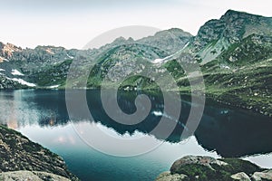 Turquoise Lake in Mountains Landscape