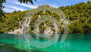 Turquoise lake in Plitvice Lakes